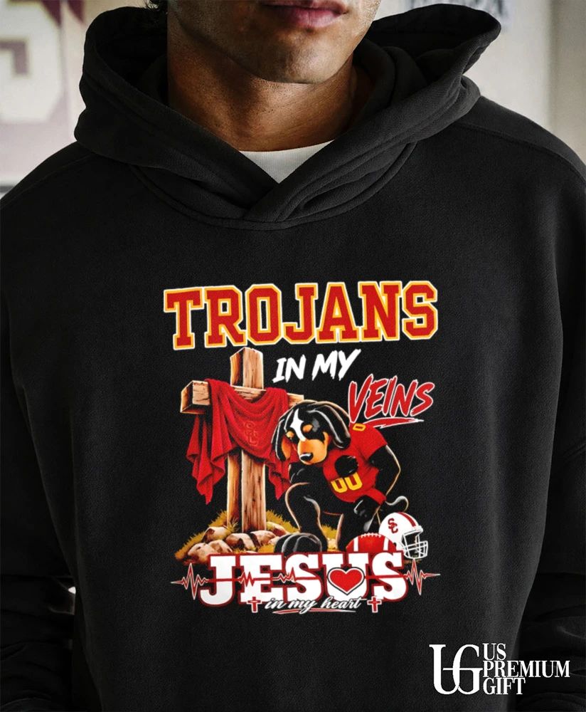 USC Trojans Dog In My Veins Jesus In My Heart Faith Football mascot shirt
