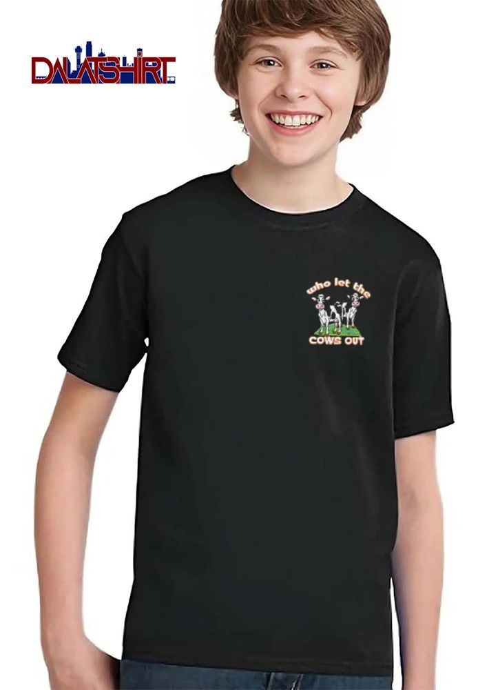 Who Let The Cows Out two standing grass cartoon shirt