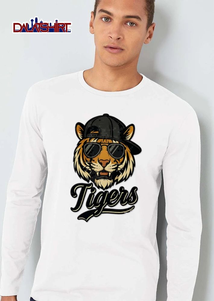 Tiger wearing sunglasses baseball cap shirt