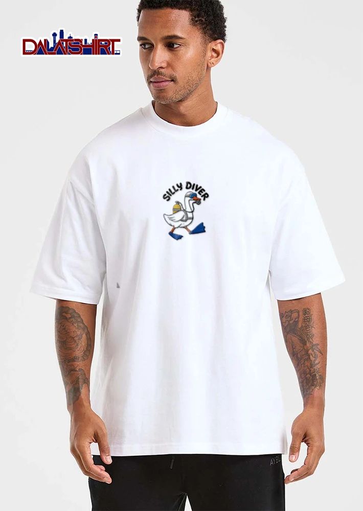 Silly Diver goose wearing scuba gear flippers shirt