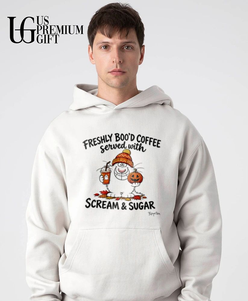Freshly Bood Coffee Served With Scream and Sugar pumpkin Halloween shirt