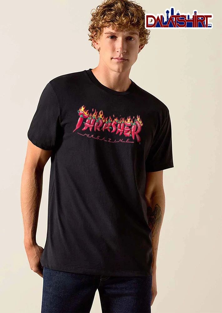Thrasher red chili peppers flaming logo shirt
