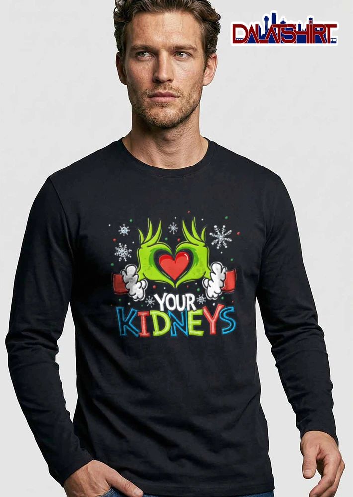 Your Kidneys green furry hands forming heart shirt
