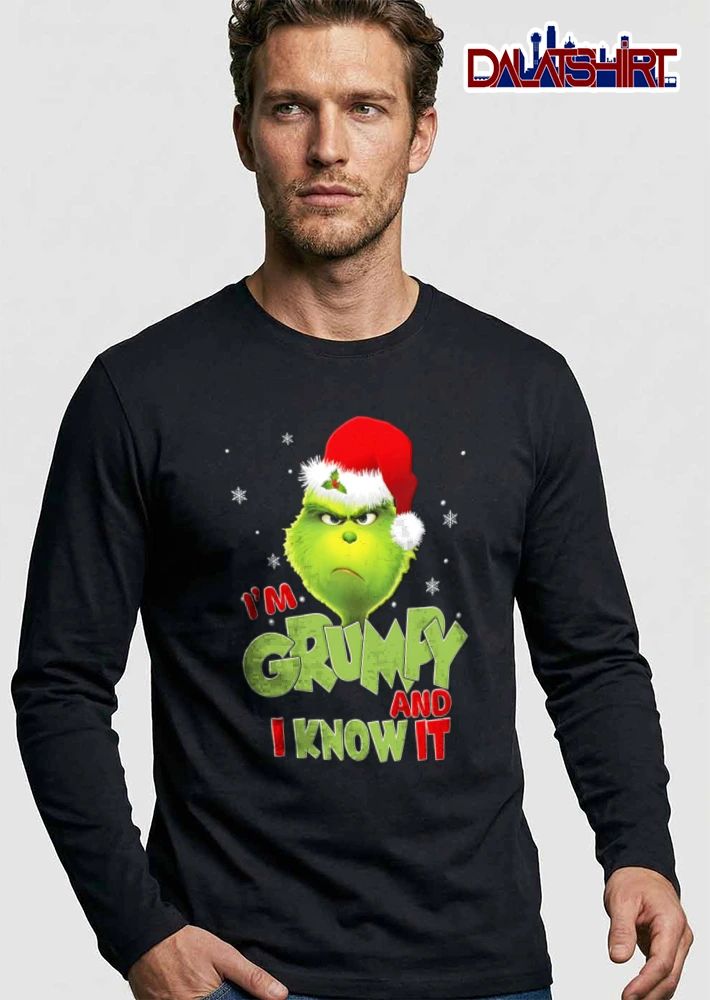 Im Grumpy And I Know It green furry creature Santa hat shirt