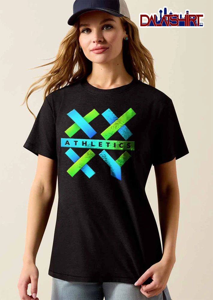 X shapes green blue geometric shirt