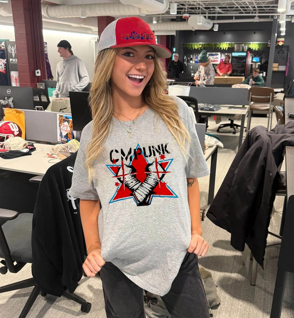 CM Punk Crossed Fists Star Logo Professional Wrestling shirt