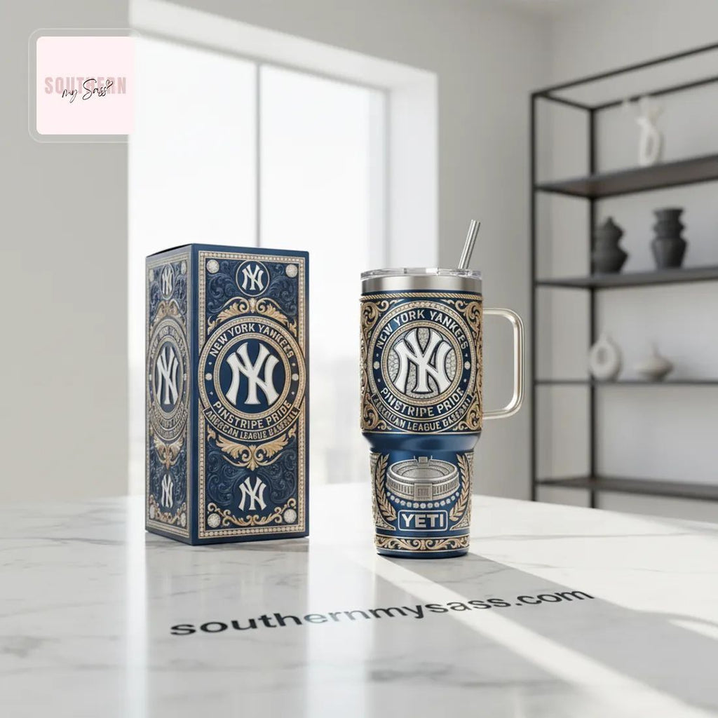 New York Yankees Pinstripe Pride Luxury YETI 40oz Tumbler with Handle