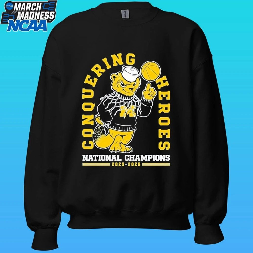 Michigan Wolverines 2026 National Champions Conquering Hero’s Basketball Shirt