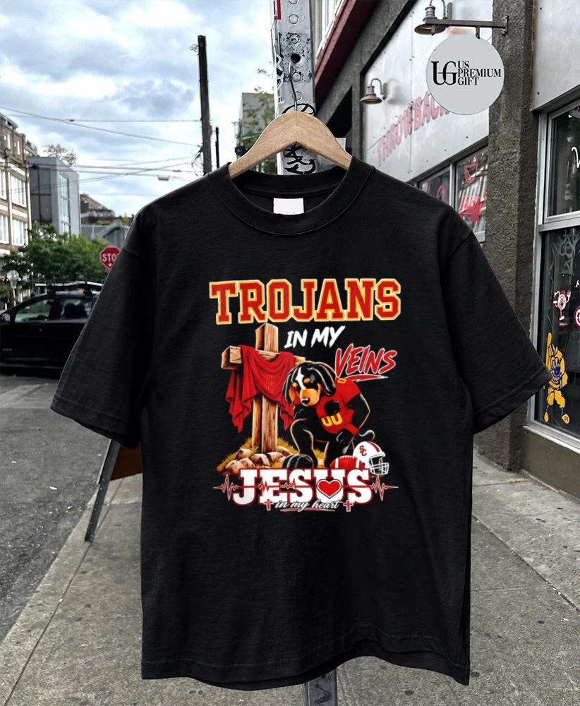 USC Trojans Dog In My Veins Jesus In My Heart Faith Football mascot shirt