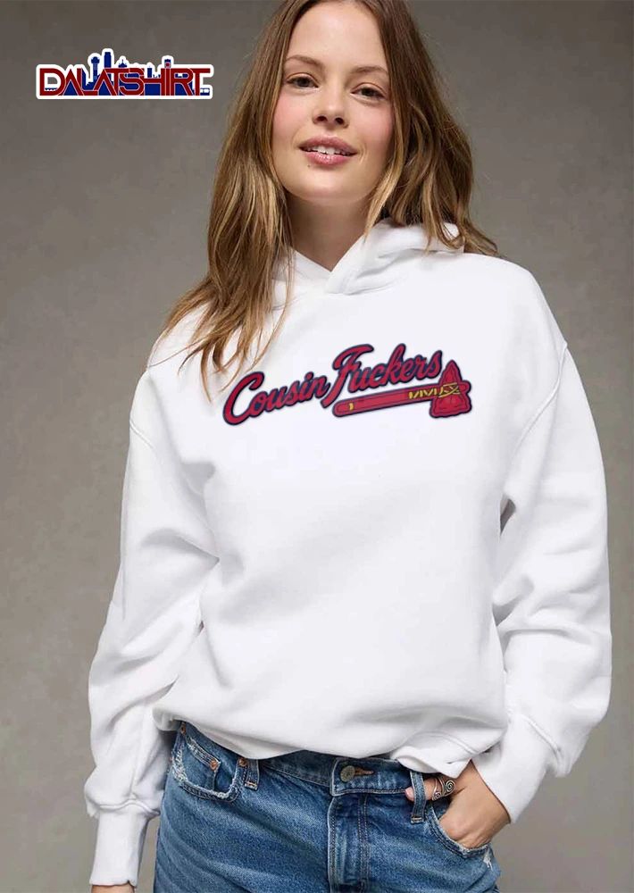 Cousin Fuckers red tomahawk script logo style shirt