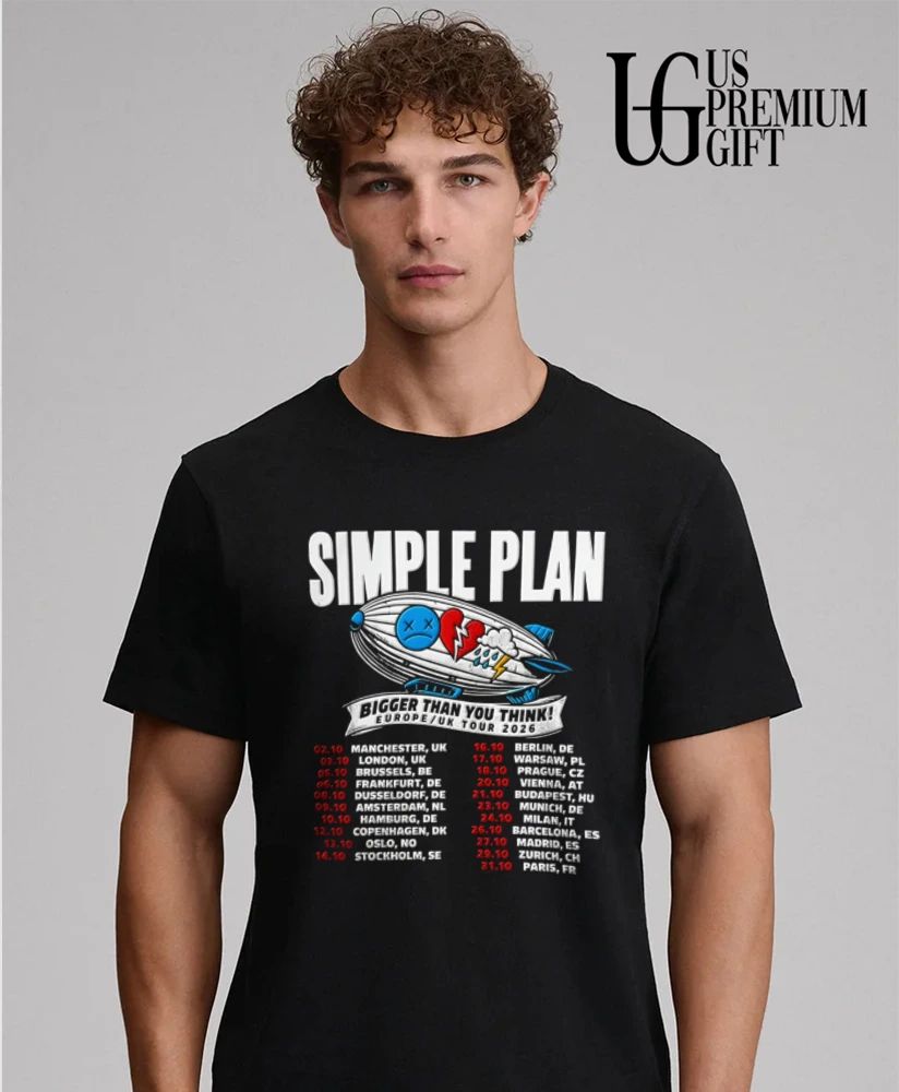 Simple Plan Bigger Than You Think Europe Uk Tour 2026 shirt