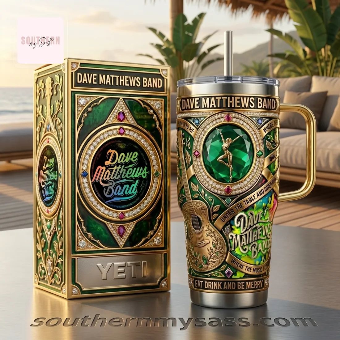 Dave Matthews Band Luxury Emerald Green 40oz Tumbler With Handle