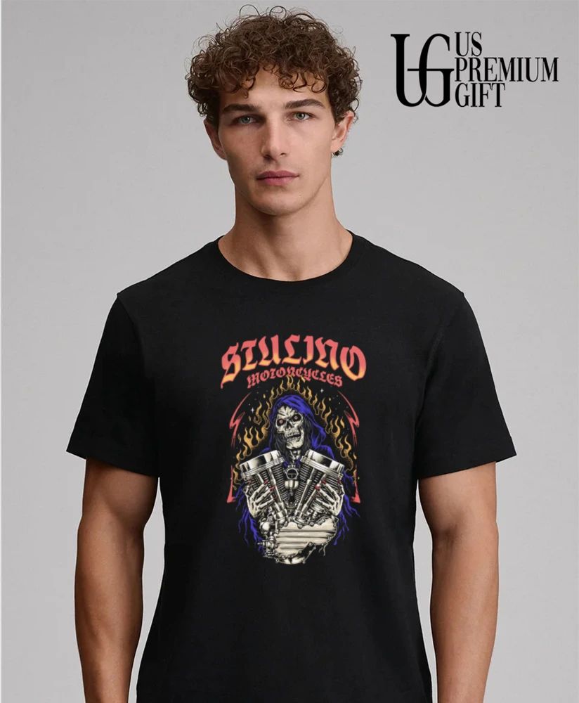 Stulino Motorcycles Grim Reaper V-Twin Engine shirt
