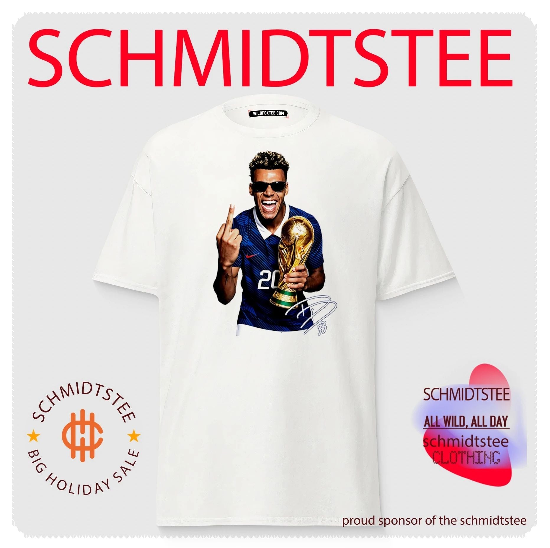 Desire Doue France National Team trophy and middle finger shirt