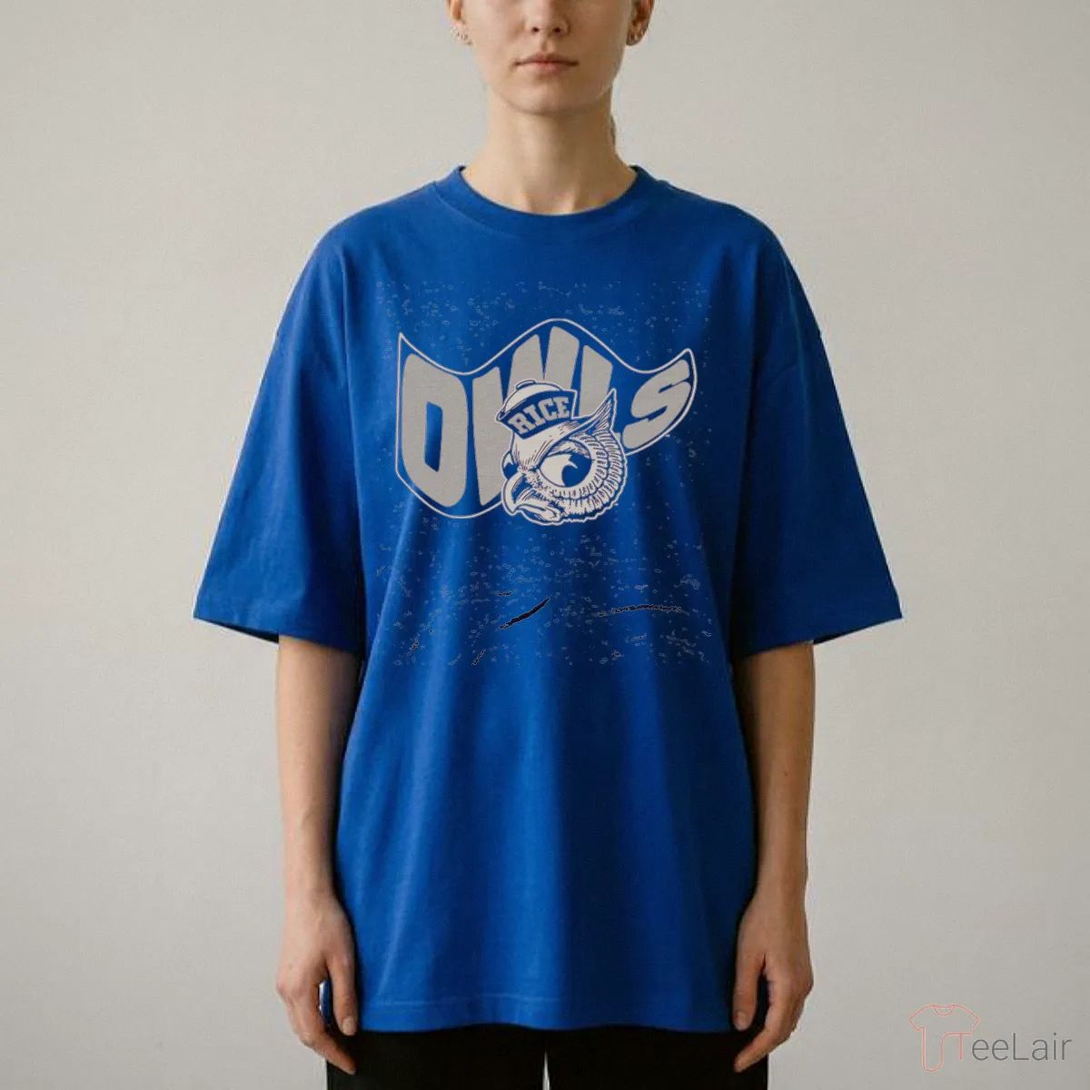 Rice Owls Waving Flag Heather Navy T-Shirt