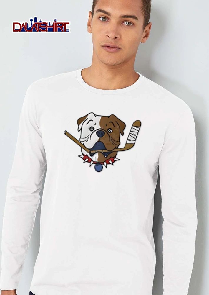 bulldog head spiked collar hockey stick shirt