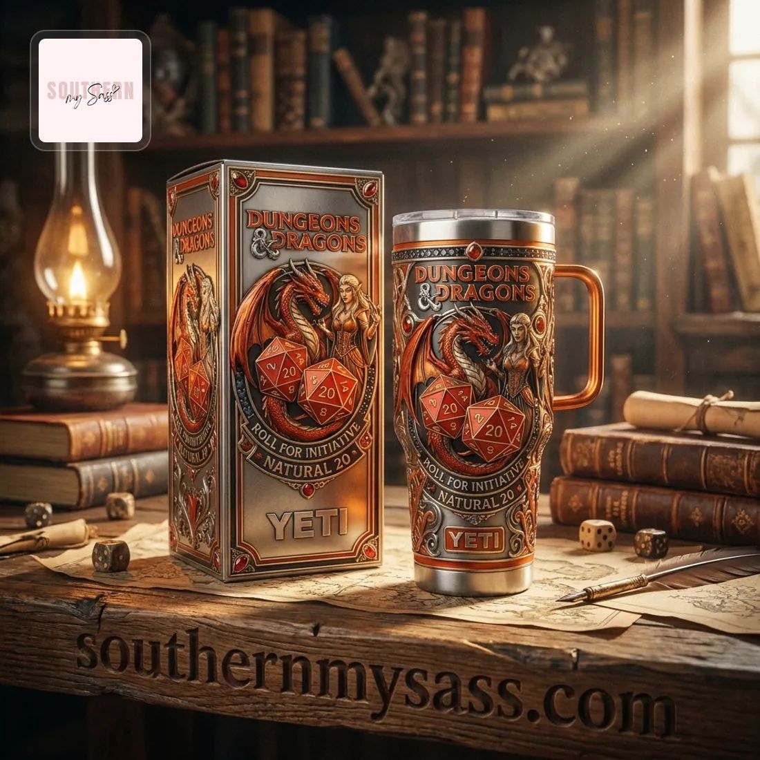 Dungeons & Dragons Natural 20 Premium Handled YETI Tumbler