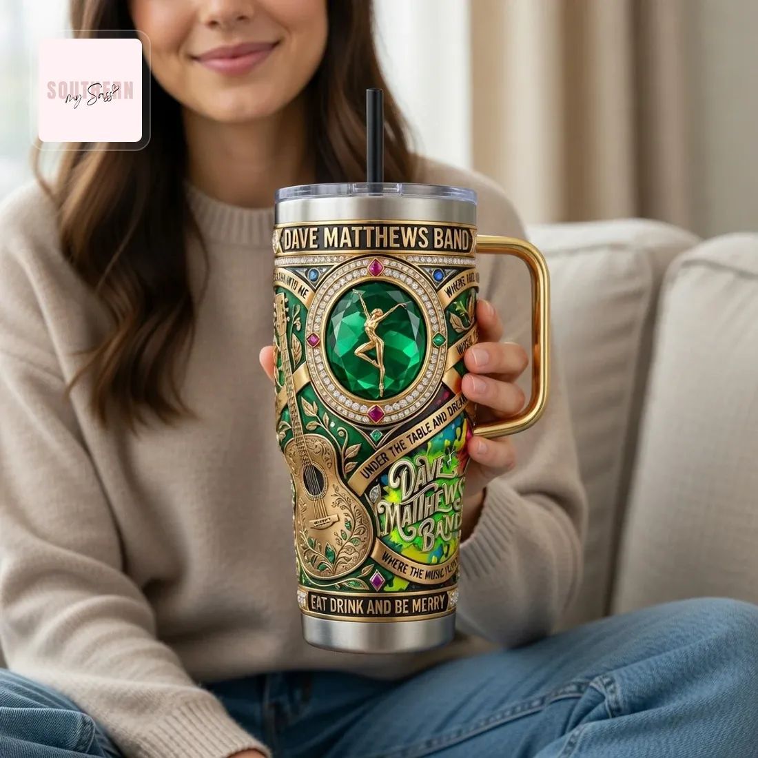 Dave Matthews Band Luxury Emerald Green 40oz Tumbler With Handle