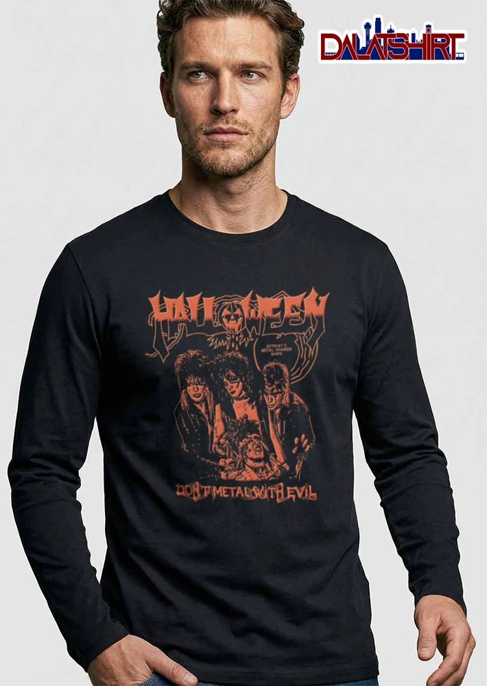 Halloween Dont Metal With Evil four metal musicians long hair shirt