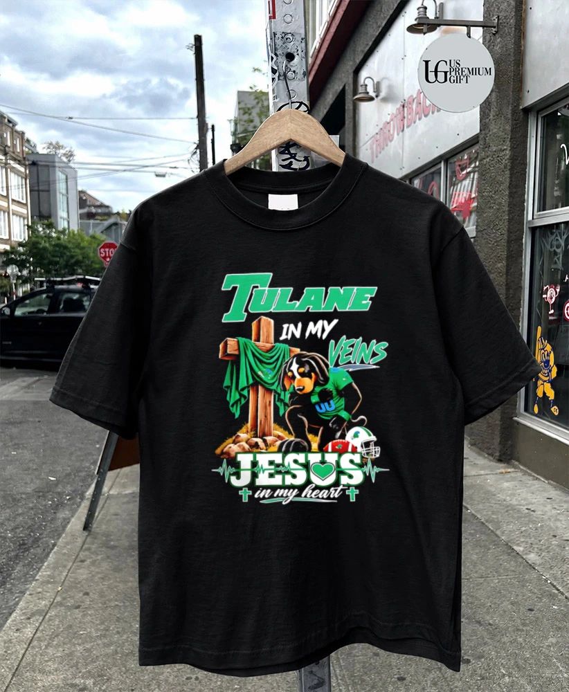 Tulane Green Wave Dog In My Veins Jesus In My Heart Faith Football mascot shirt