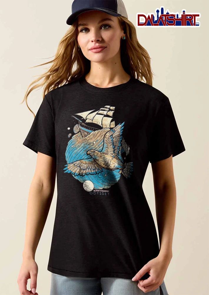 Scale The Summit eagle flying over sailing ship shirt