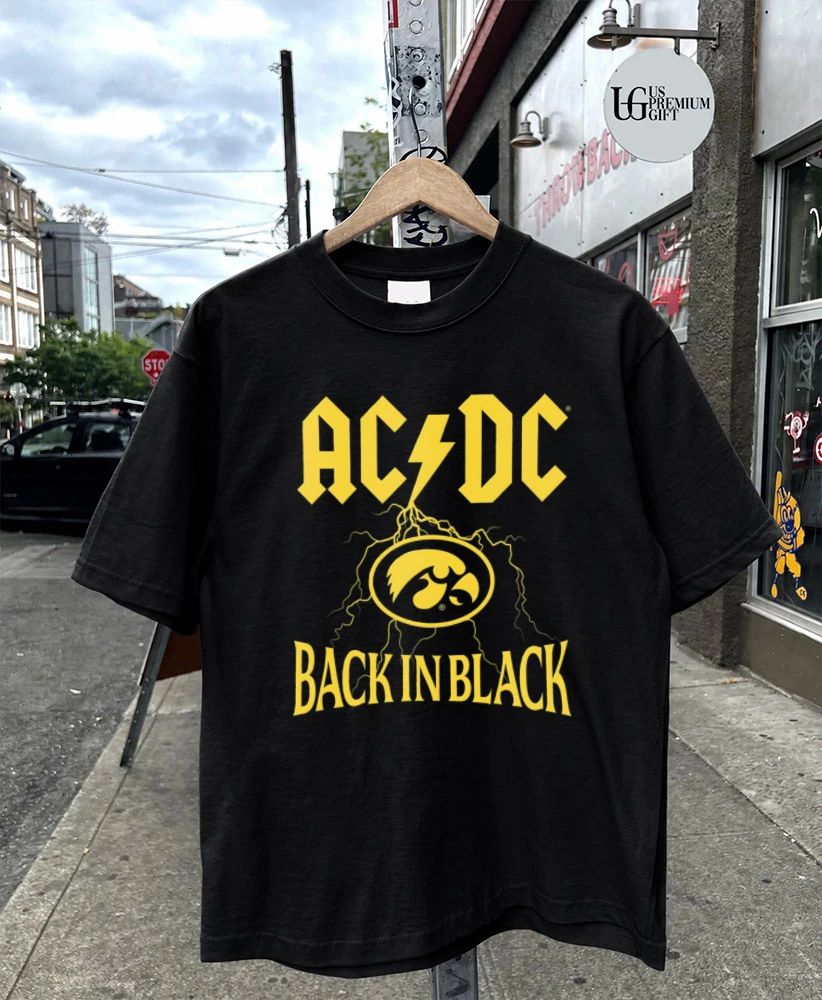 Back in Black Iowa Hawkeyes logo shirt