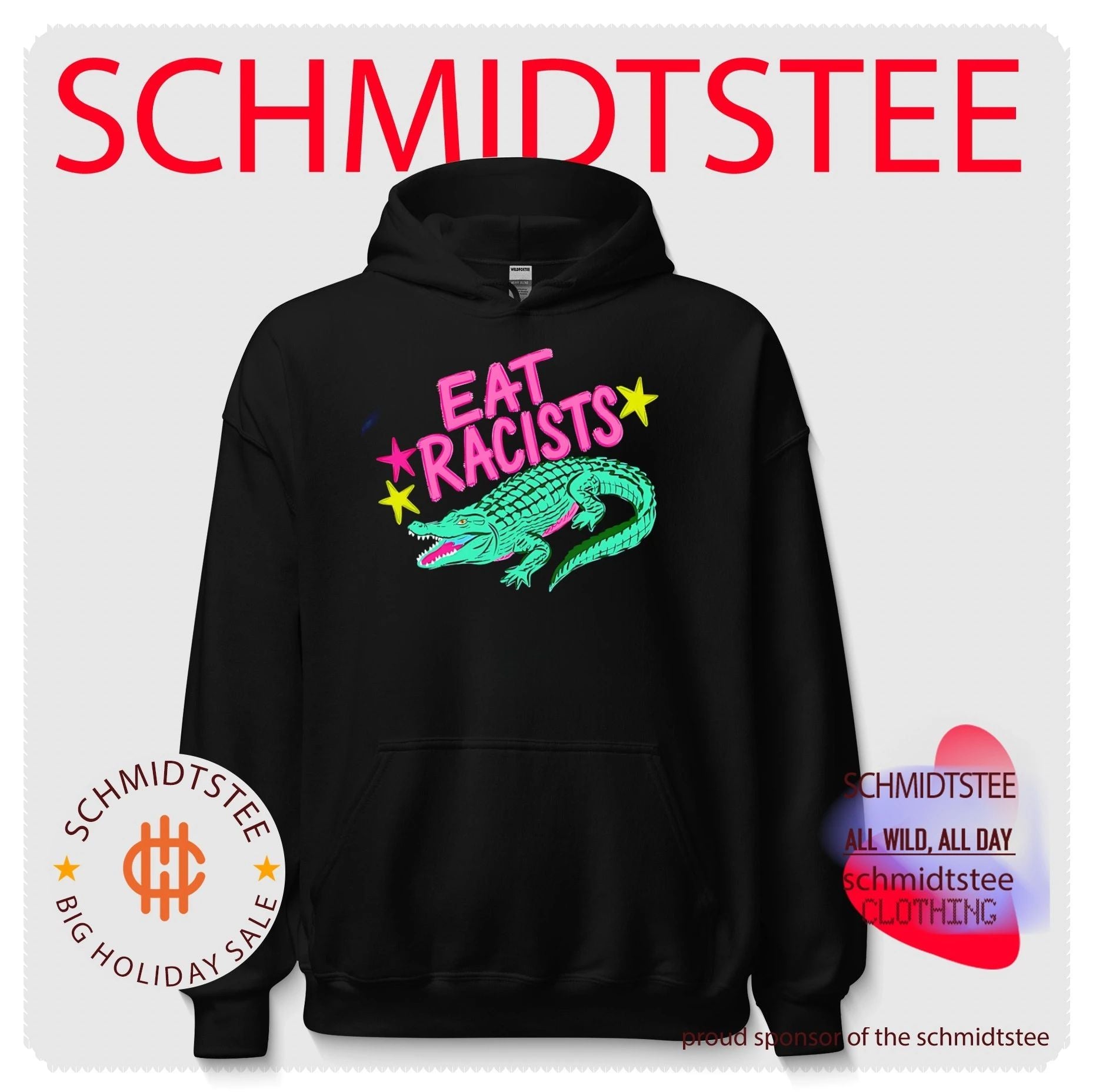 Eat Racists crocodile illustration shirt