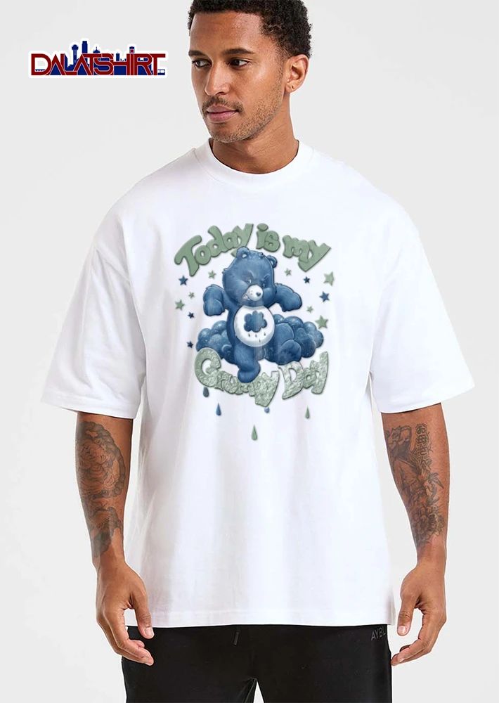 Cartoon Care Bears Today Is My Grumpy Day blue furry Bear storm cloud shirt