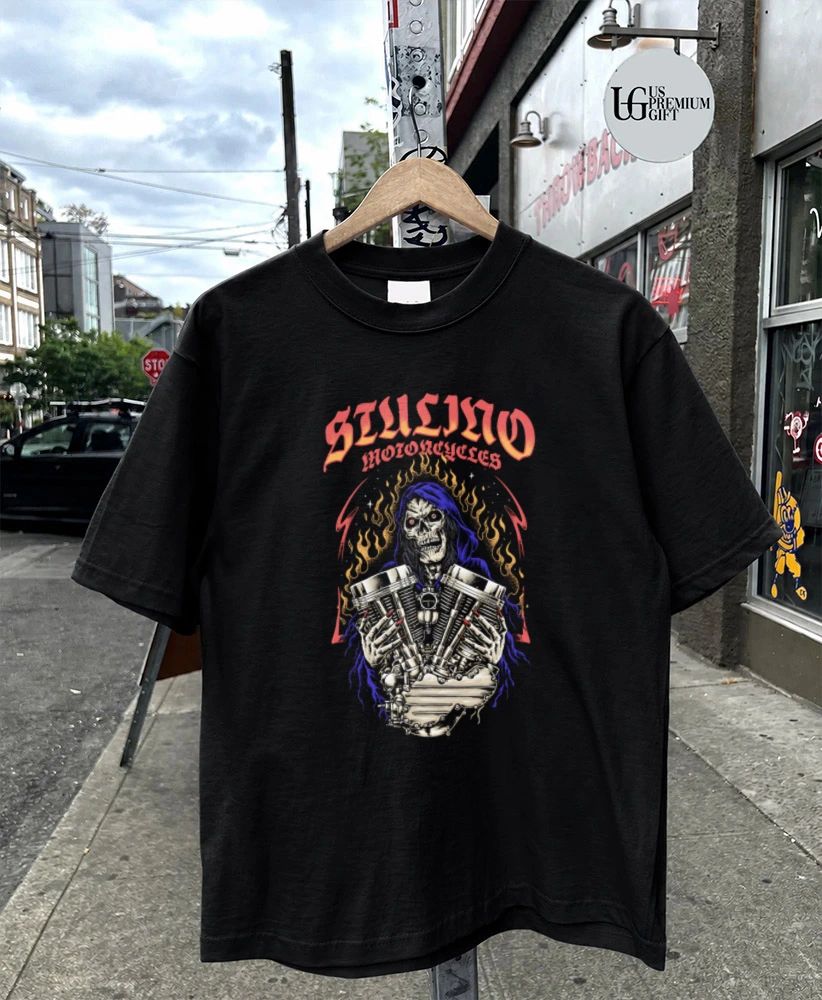 Stulino Motorcycles Grim Reaper V-Twin Engine shirt