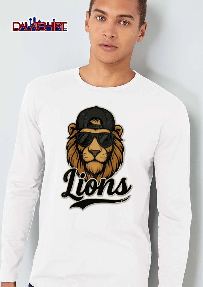Detroit Lions lion wearing sunglasses baseball cap shirt