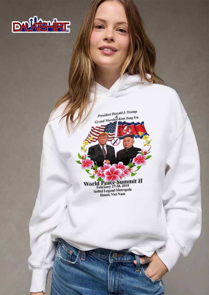 Donald J Trump Kim Jong Un World Peace Summit II flags flowers 2019 shirt