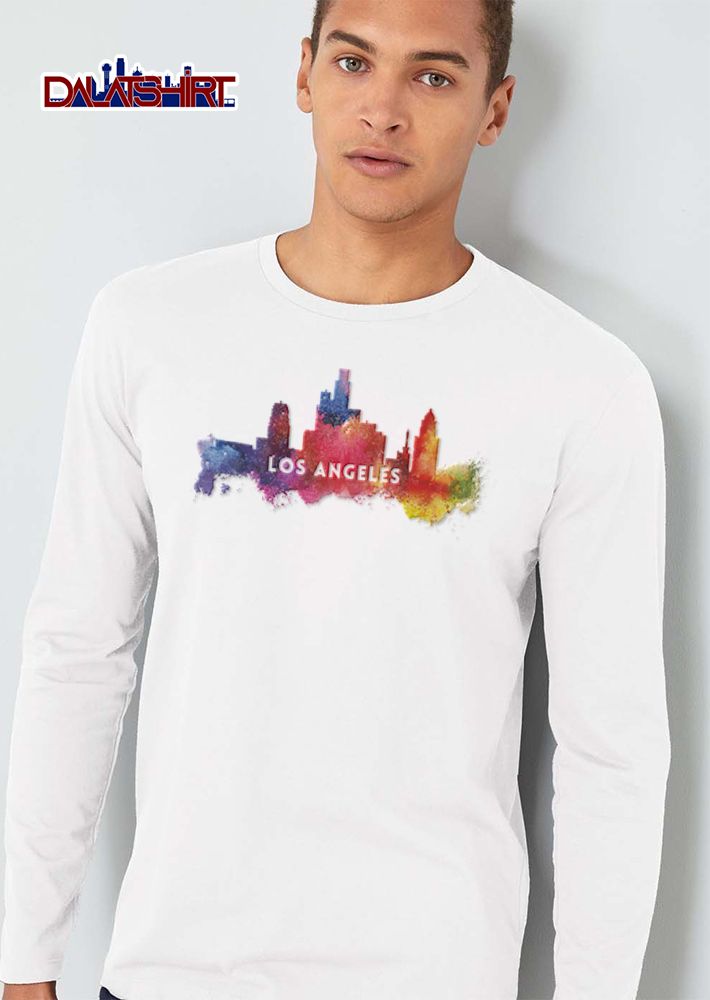 Watercolor Cityscape Los Angeles California T-Shirt