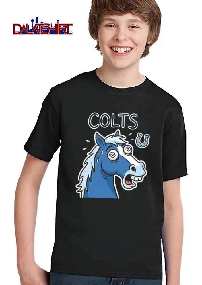 Indianapolis Colts blue horse sweating dizzy eyes meme shirt