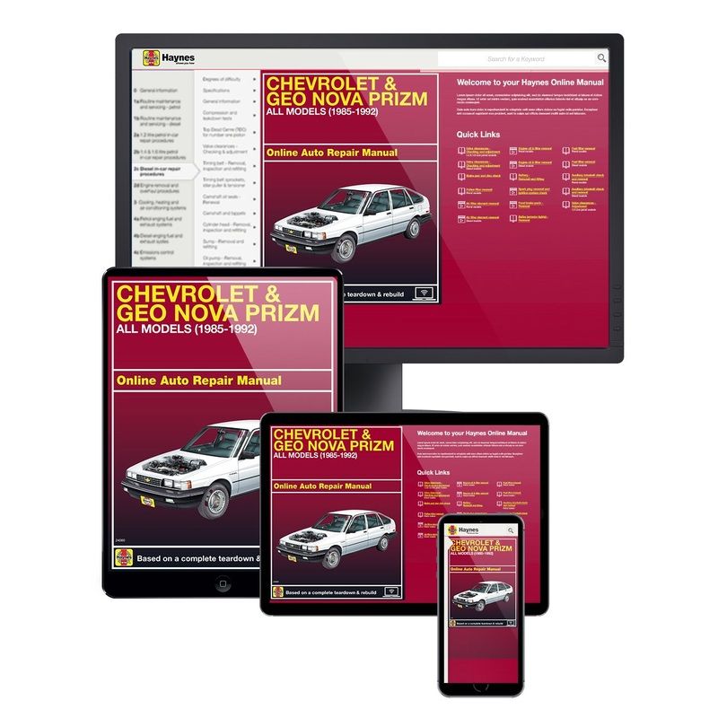 Chevrolet Nova & Geo Prizm (85-92) Haynes Online Manual