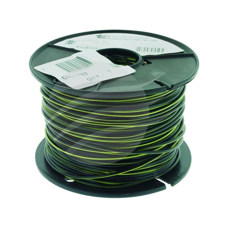 Tycab 3mm Single Core Trace Cable Black Yellow 100M(14/0.32)(Auto 150) CW1337