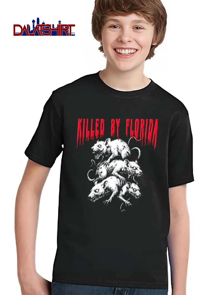 Killed BY Florida stacked aggressive rats black background shirt