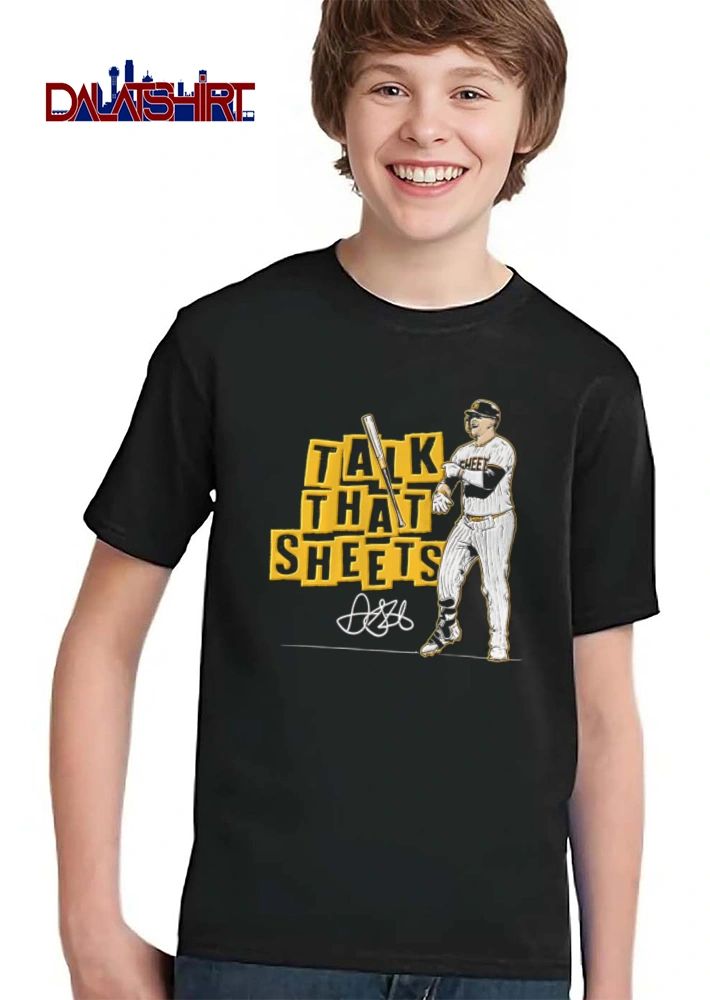 San Diego Padres Fernando Tatis Jr Talk That Sheets baseball player pointing bat illustration 23 shirt