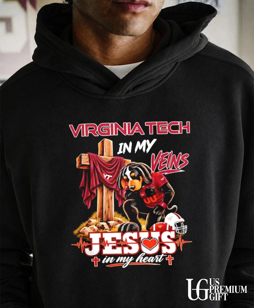 Virginia Tech Hokies Dog In My Veins Jesus In My Heart Faith Football mascot shirt