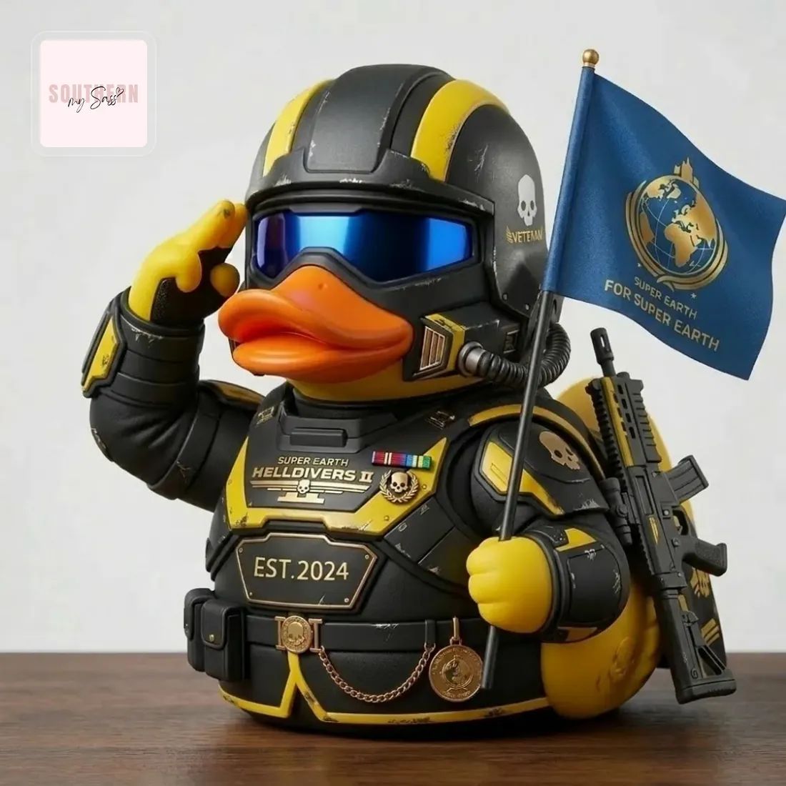 Helldivers II Super Earth Veteran Duck Collectible Rubber Duck