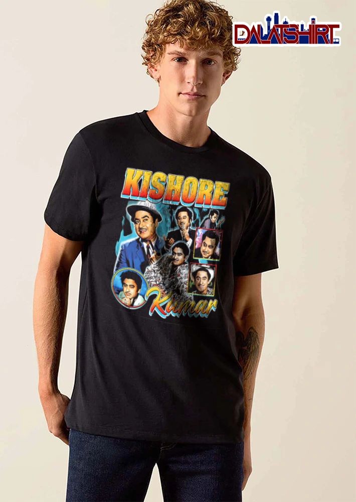 Kishore Kumar multiple portraits indian singer actor shirt