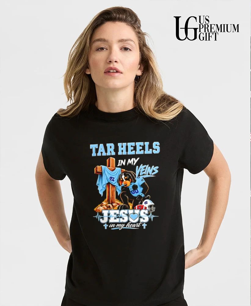 North Carolina Tar Heels Dog In My Veins Jesus In My Heart Faith Football mascot shirt