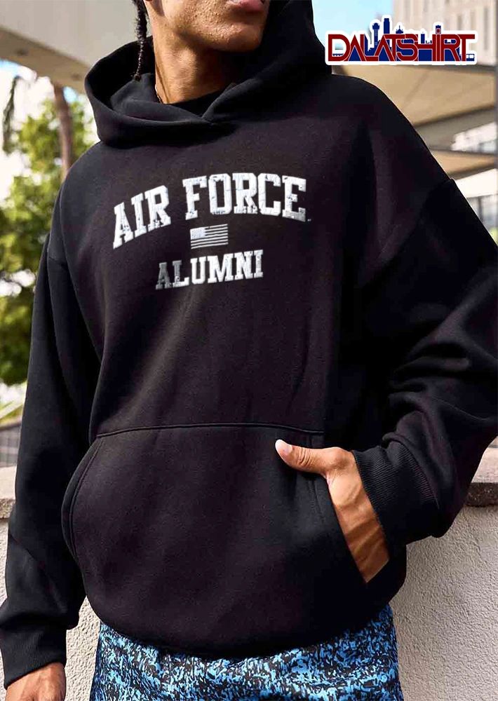 Air Force distressed white text American flag shirt