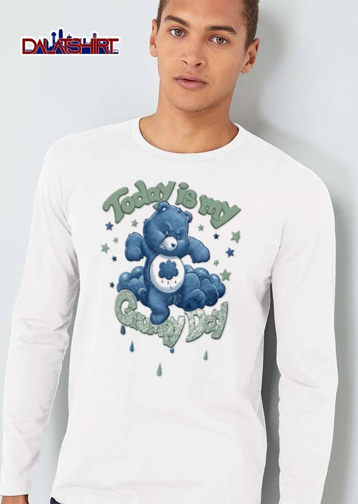 Cartoon Care Bears Today Is My Grumpy Day blue furry Bear storm cloud shirt