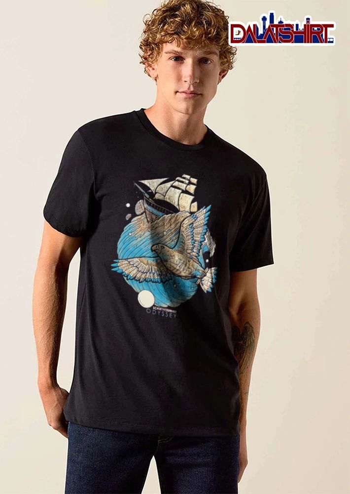 Scale The Summit eagle flying over sailing ship shirt