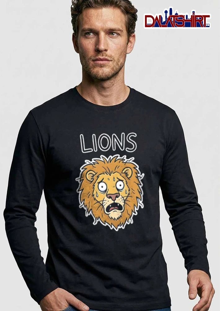 Detroit Lions anxious sweating lion cartoon face meme shirt
