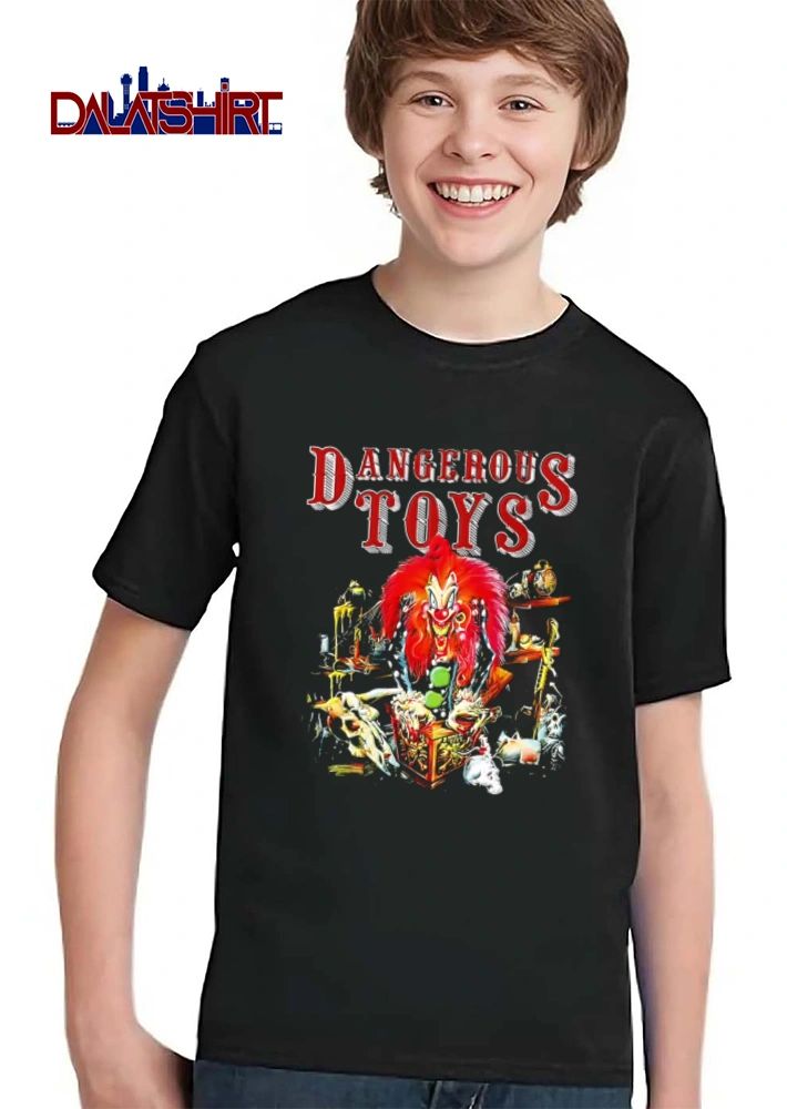 Dangerous Toys scary clown red hair jack in the box shirt