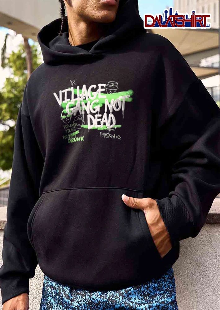 Village Gang Not Dead Forever Young Forever Drunk graffiti style text faces bucket hat shirt
