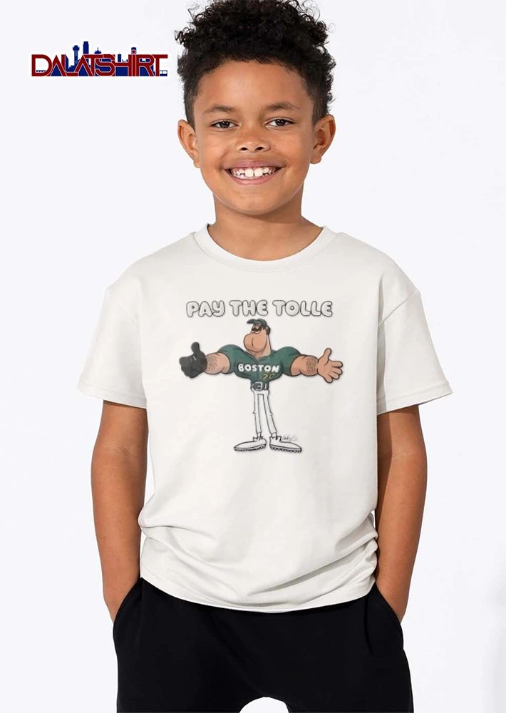 Boston Pay The Tolle 70 muscular cartoon baseball player gesturing shirt