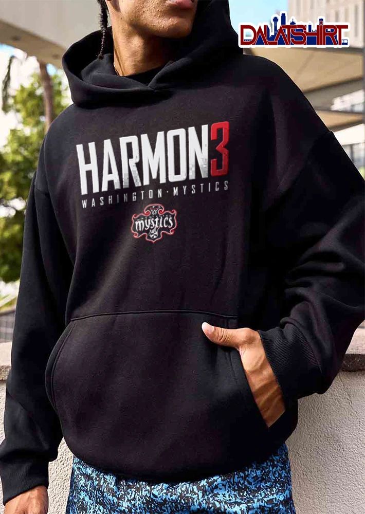 WNBA Washington Mystics Harmon 3 text and team logo graphic shirt