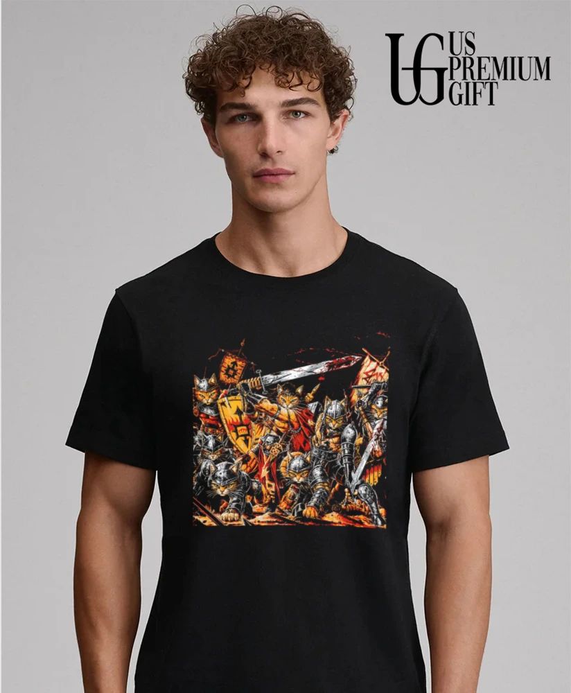 Warrior Cats Battle Scene cat knights fantasy art shirt